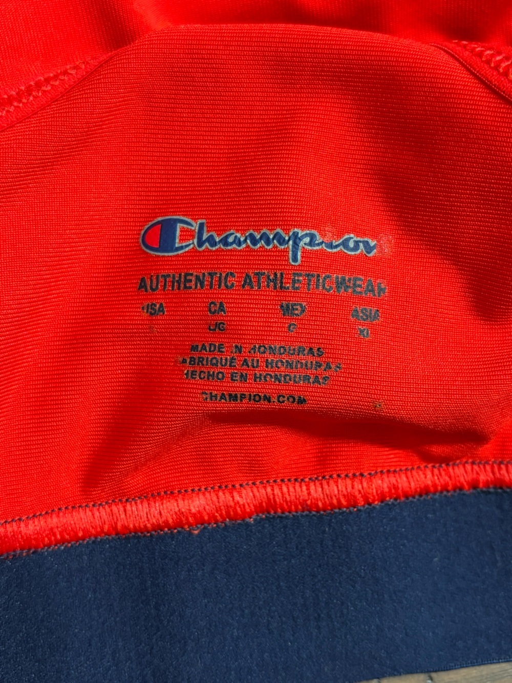 Champion Red Racerback Sports Bra with Navy Logo - Picture 3 of 3